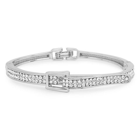 Steeltime Ladies 18k White/Gold CZ Bracelet