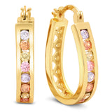Ladies 18k white gold plated multicolored hoop earrings