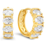 Ladies copper simulated diamond hoop earrings