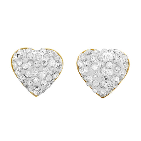 Ladies 18k Gold Plated Stainless Steel Heart Cz Earrings