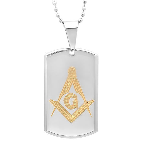 Men's Stainless Steel Two Tone Masonic Symbol Pendant