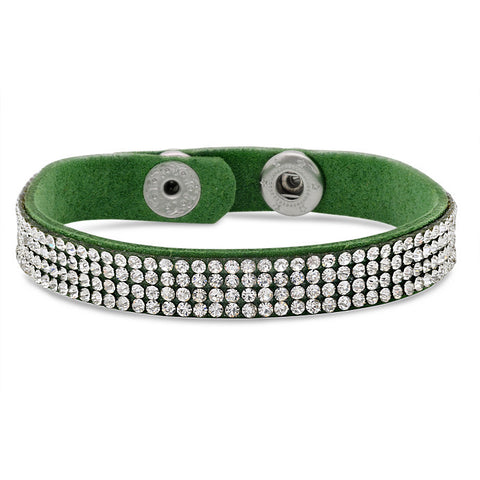 Green Fashion Bracelet With Simulated Diamonds