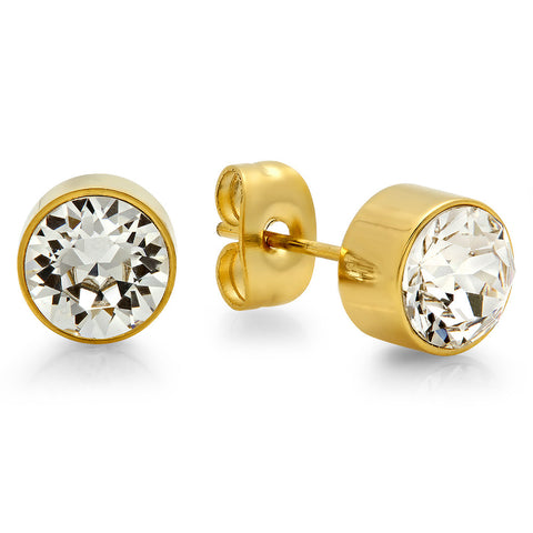 18k Gold Plated Stainless Steel Birthstone (April) Earring Studs