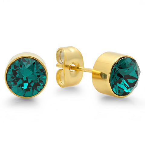 18k Gold Plated Stainless Steel Birthstone (May) Earring Studs