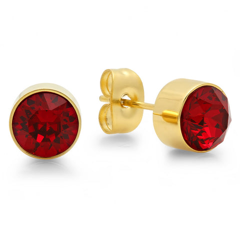 18k Gold Plated Stainless Steel Birthstone (July) Earring Studs