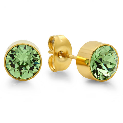 18k Gold Plated Stainless Steel Birthstone (August) Earring Studs