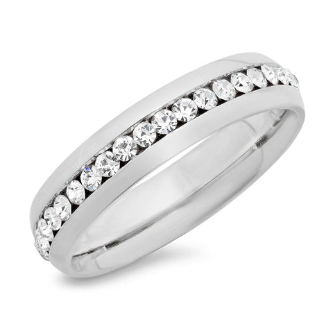 Ladies Stainless Steel Eternity CZ Band Ring