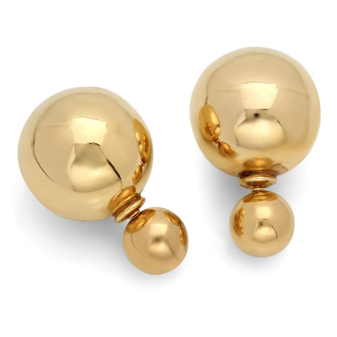 18k Gold Plated Double Sided Pearl Earrings