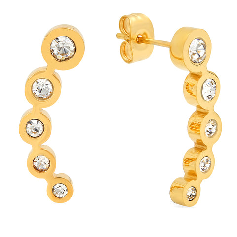 Ladies 18 KT Gold Plated 5 Circular Diamond Studded Ear Climbers